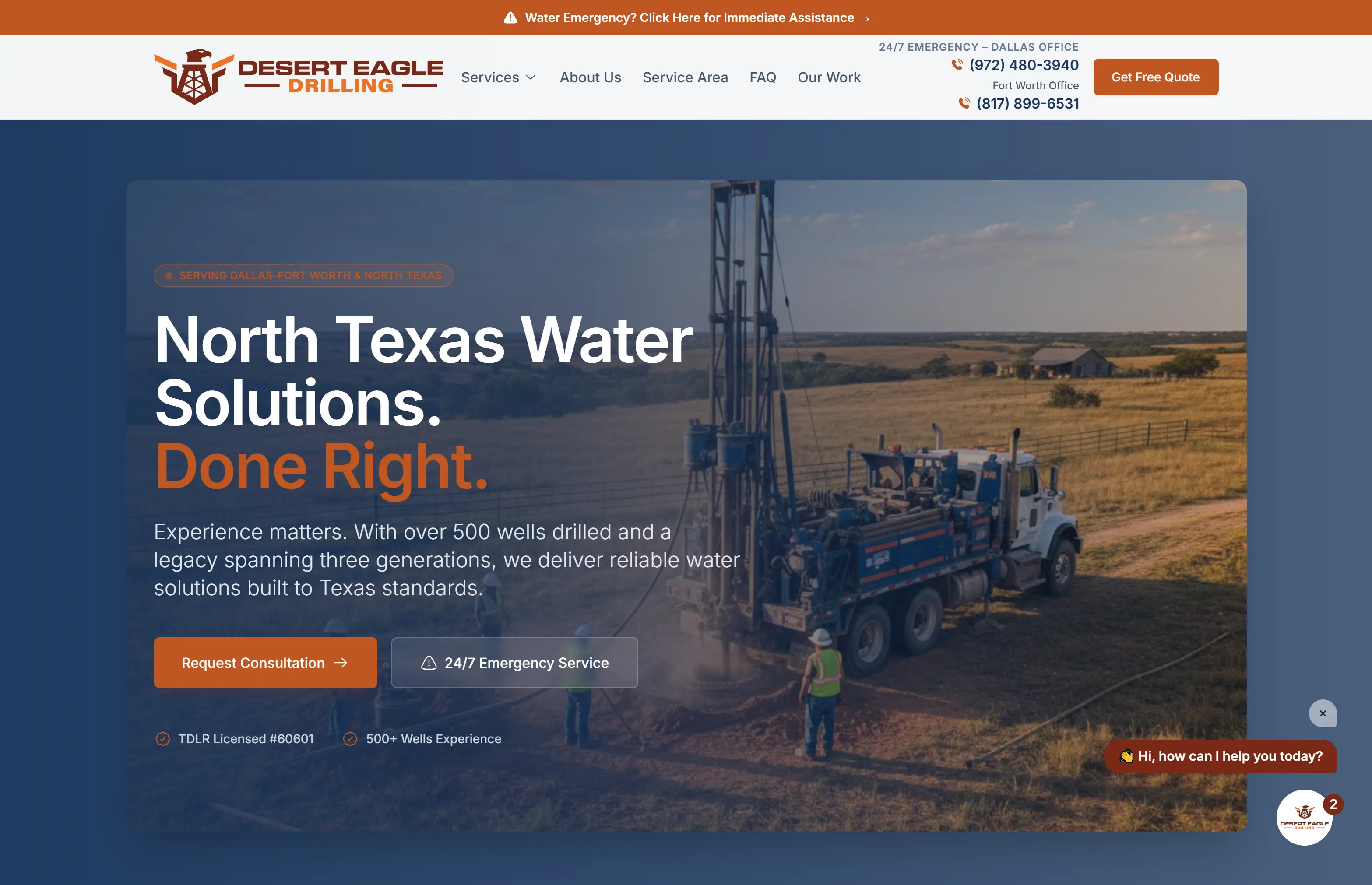 Redesigned website for Desert Eagle Drilling
